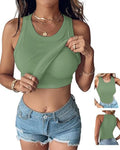 CHICME Women Built-in Bra Tank Tops Sleeveless Casual Shirts Racerback Ribbed Fitted Tank Tops